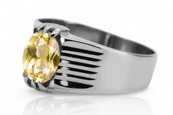 Vintage craft Ring Yellow Peridot Sterling silver 925 vrc007s